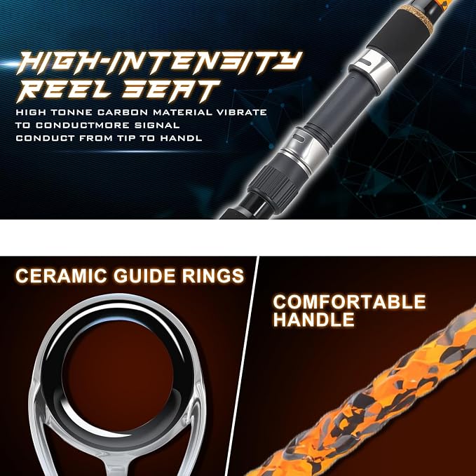 Sougayilang 3 Piece Surf Fishing Rod Combo Medium/Heavy Travel Spinning Rod with 5000 Size Reel Baitfeeder Combo(9'/10'/11'12')