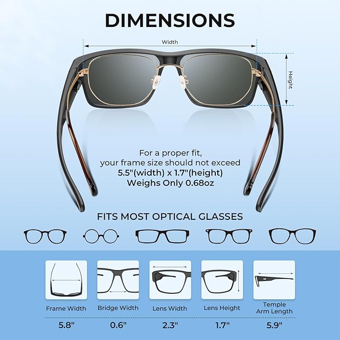 KastKing Molino Fit-Over Polarized Sunglasses,UV400 Protection Ultralight Wraparound Fishing Sports Sunglasses, TAC Lenses