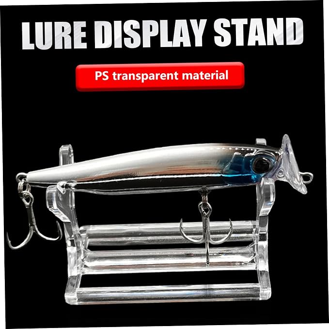 Fishing Lure Display Case, 25Pcs Clear Fishing Lure Display Stand, Decorative Bait Showing Stand Shelf Holder for Store, 1.8x1.2x1.5in.