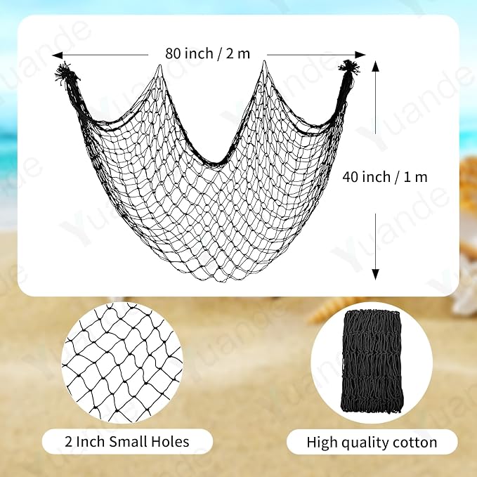 2 Pack Fish Net Decorations for Party