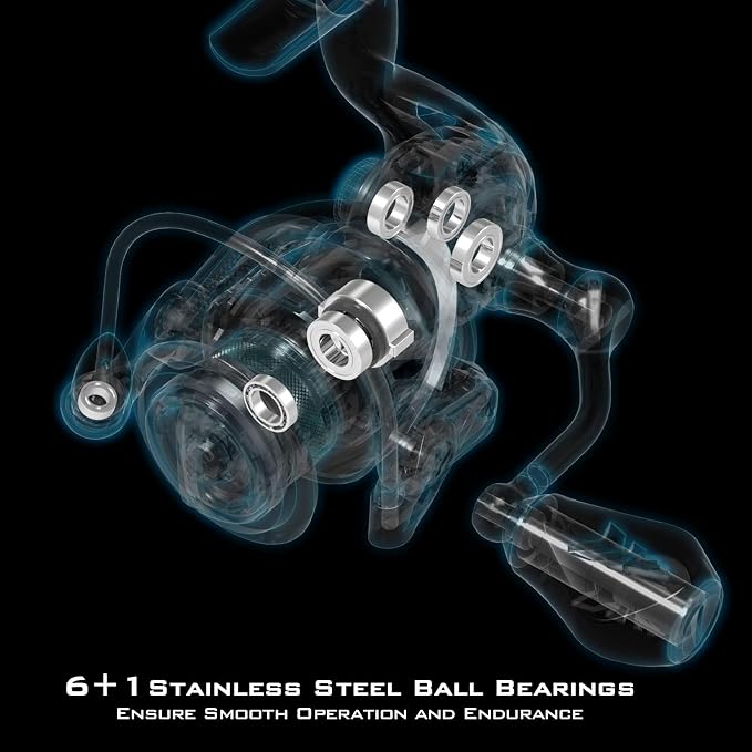 KastKing Zephyr Spinning Reels – 7+1/6+1 BB – Carbon Fiber Drag – Stainless Steel Shaft – Aluminum & CNC Spool – Black/Green/Orange – Sizes 500/1000 SFS – ICE Fishing Ready Reels!