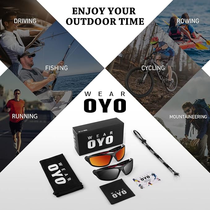 WEAROYO Polarized Sports Sunglasses for Men Women,Fishing Driving Rectangular Goggles UV400 Protection