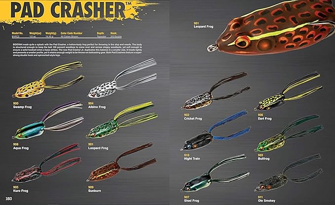 Booyah Pad Crasher Topwater Bass Fishing Hollow Body Frog Lure with Weedless Hooks