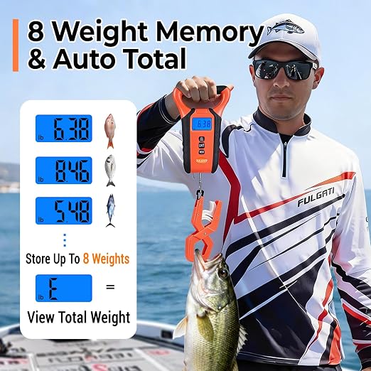 Fish Scale Floating Waterproof Digital Fishing Scale with Lip Grip, Replaceable Hook, LCD Display, 110lb Capacity, Auto Hold, Multiple Units(LB/OZ/KG), Included Measuring Tape – Ideal for Anglers
