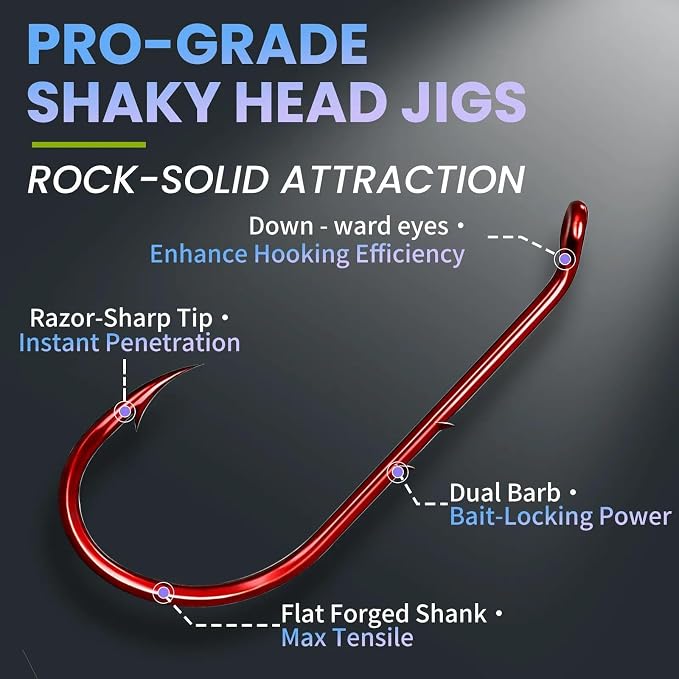 Baitholder Fishing Hooks 50Pcs Bait Holder Hooks Offset/Double Barbed/Long Shank/Down Eye for Soft Live Baits Saltwater