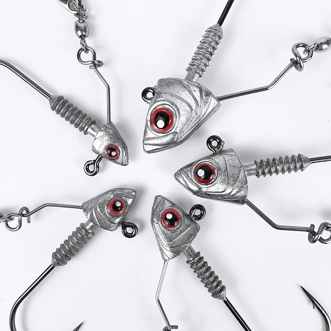 10Pcs Underspin Jig Heads with Spinner Blades 1/8 3/16 1/4 3/8 1/2oz Fishing Jig Heads with 3D Eyes for Bass Crappie Freshwater Saltwater Fishing