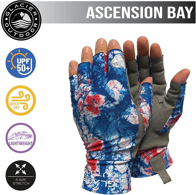 Glacier Glove Ascension Bay 50+ Sun Protection Durable Lightweight Breathable Quick-Dry Fingerless Outdoor Fishing Sun Glove