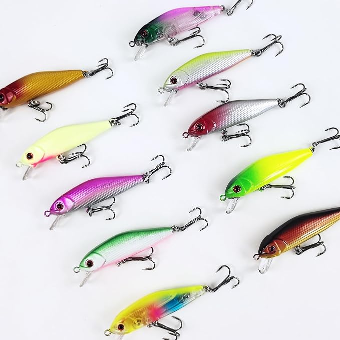 Fishing Lures Large Hard Bait Minnow VIB Lure with Treble Hook Life-Like Swimbait Fishing Bait Popper Crankbait Vibe Sinking Lure for Bass Trout Walleye Redfish
