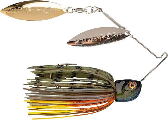 Strike King (TGBDWEL34-234) Tour Grade Bottom Dweller Spinnerbait Fishing Lure, 3/4-Ounce, Size 5/0 Hook, Tandem Raz-R Blade High RPM Blades, Hand-Tied Skirt, Bluegill
