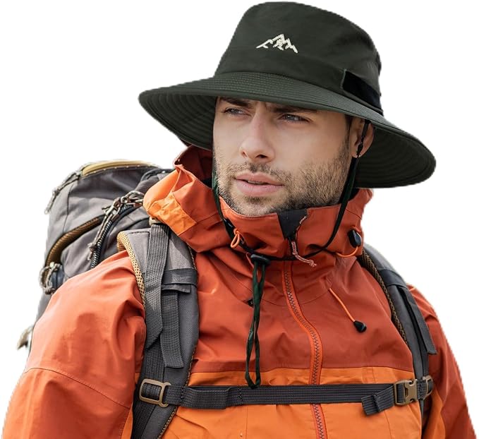 TOP-EX L/XL/XXL UV50+ Waterproof Bucket Sun Hat for Fishing Golf Hiking All-Weather Outdoor Rain Hat Stiff Brim