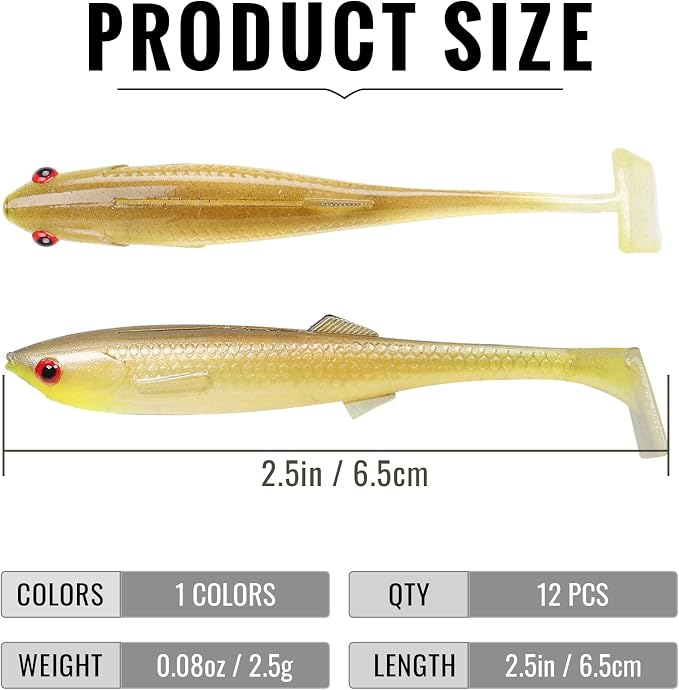 TRUSCEND Shadtale Easy Catch Soft Fishing Lures, Unique Vibration and Action for Various Rigs, Paddle Tail Swimbaits Trailer for Bass, Trout, Crappie, Walleye, Redfish, Saltwater & Freshwater Fishing