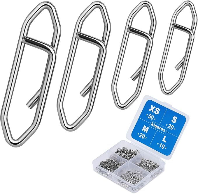 100PCS Fishing Speed Clips, Fishing Swivels & Snaps, High Strength Speed Clips for Fishing Lures, Quick Change Snap Set, Freshwater Saltwater Lure Connector Tackle