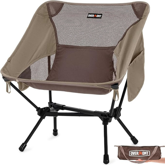 Overmont Ultralight Portable Camping Chair- Lightweight Folding Backpacking Chair, Support up to 330Lbs Compact Beach Chair for Adults with Carry Bag for Backpack Hiking Fishing Outdoor Camp Travel