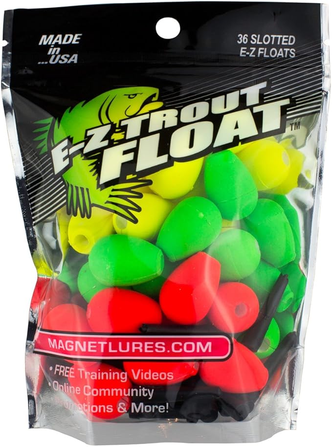Trout Magnet E-Z Trout Floats - 36 Easy to Adjust Slotted Fishing Bobbers - Freshwater and Saltwater Teardrop Fishing Strike Indicators - Made in The USA by Leland's Lures - Ultra-Responsive Floats