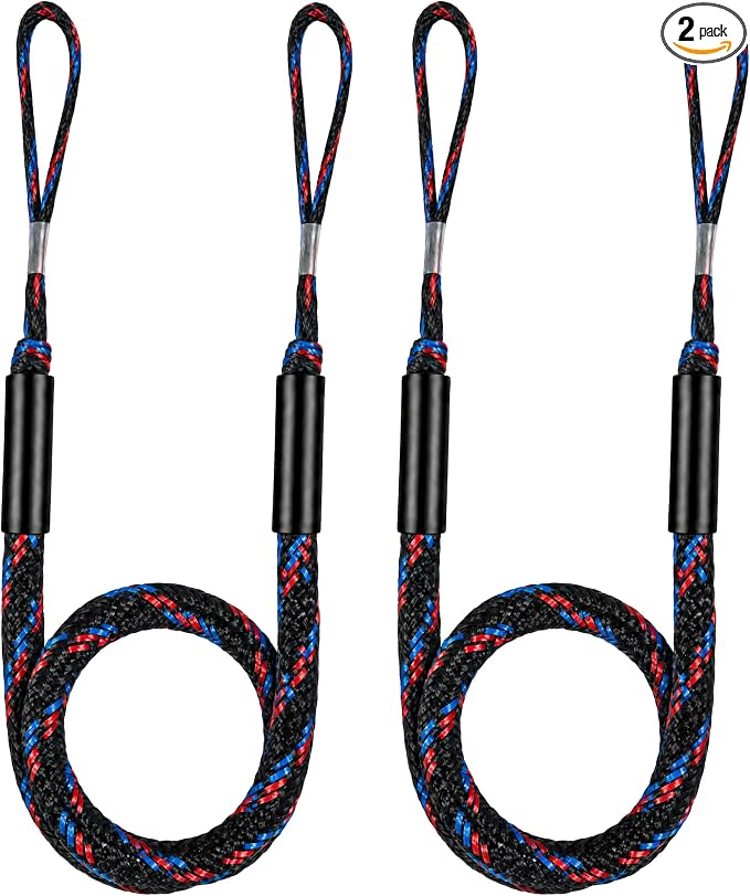Boat Bungee Dock Lines, Scratch-Free Loop Ends Mooring Rope, Shock Absorbing Pontoon Tie Down Accessories Compatible with Models for Jet Ski（5ft-2 Pack-Red&Black&Blue）