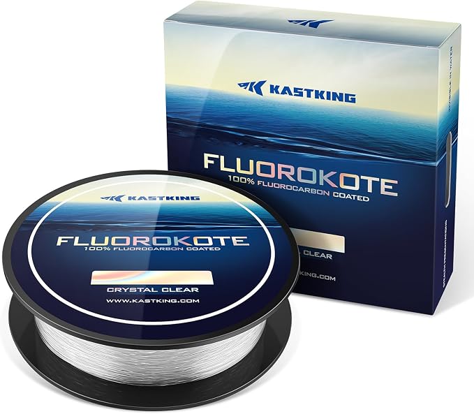 KastKing Fluorokote 100% Fluorocarbon Coated Fishing Line, Fluorocarbon Leader, Extreme Clarity,Fast Sinking,Shock Resistant, High Abrasion Resistance