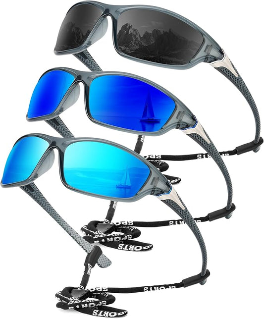 KALIYADI 4 Pack Polarized Sunglasses-Men Sports Sun-glasses: Mens Sunglasses UV Protection for Fishing Driving Cycling