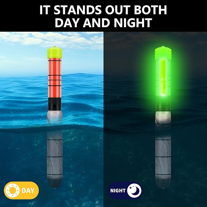 QualyQualy Lighted Fishing Floats for Catfish, 3-5PCS Fishing Pole Floats Glow in Dark Fishing Bobber with Glow Sticks for Freshwater Saltwater