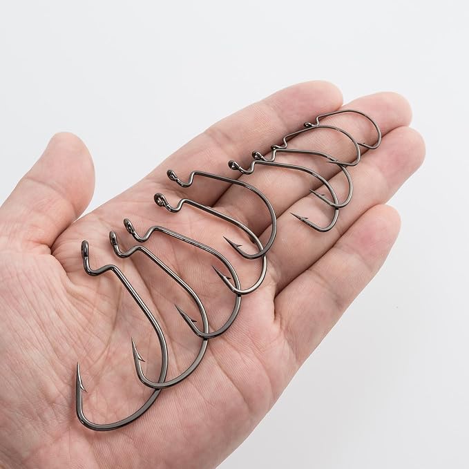 Dr.Fish EWG Hooks Bass Fishing Worm Hooks Extra Wide Gap Freshwater Fishing Carolina/Texas Rig