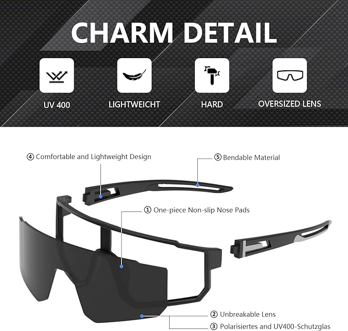 3 Pack Polarized Running Sunglasses for Women Mens Sunglasses UV Protection for Cycling Baseball Fishing