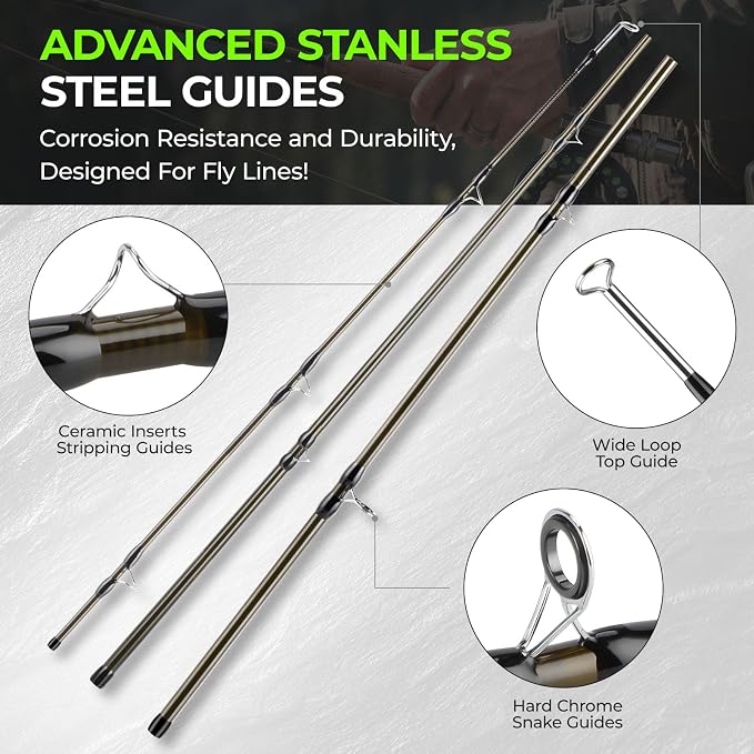 TOPFORT Fly Fishing Rod and Reel Combo, 4-Piece Fly Rod Kit with Complete Fly Fishing Gear: Fly Rod, Pre-Spooled Fly Fishing Reel, Fishing Flies, Leader, Forceps, Nipper and Carrying Case
