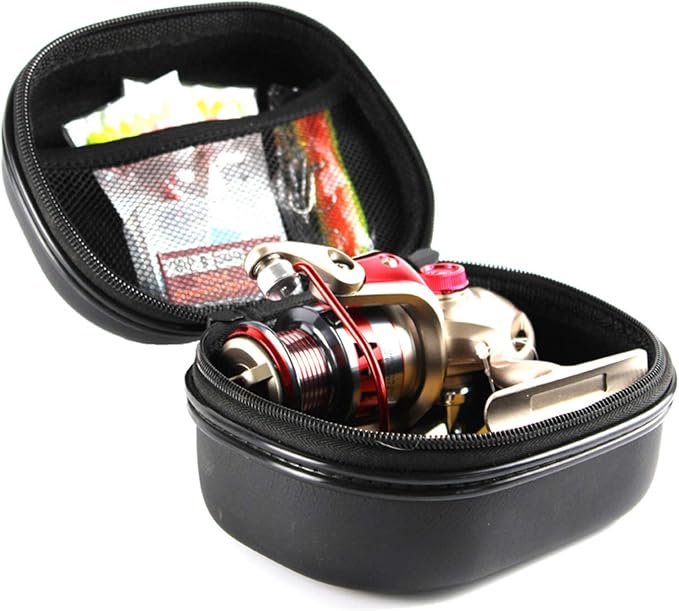 Fishing Reel Bag, EVA Material, Multi-Size Compatible, Lightweight Design, Durable Fishing Reel Protector, Zipper, Carrying Handle for Anglers, Camping, Travel, Outdoor Activities, Storage,