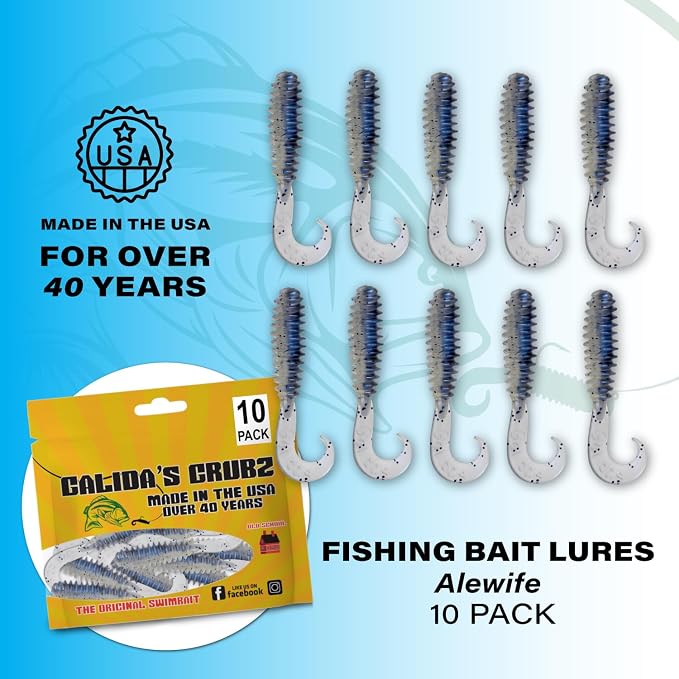 Galida's Grubz Soft Plastic Fish Bait Lures for Fishing | Fishing Bait Lure with Deep Ribs | Great for Beginners and Advanced Fishermen