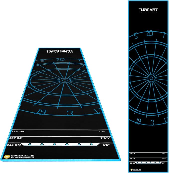 Turnart Darts Dart Mat,Darts Accessories Non Slip Carpet with Throw Line,Oche Mat with Soft Tip and Steel Tip Throw Line Distances,Dart Board Accessories