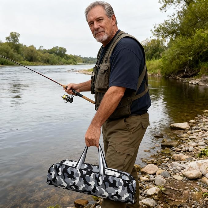 Portable Fishing Rod Bag Collapsible Fishing Bag Large Capacity Outdoor Nylon Carrying Case