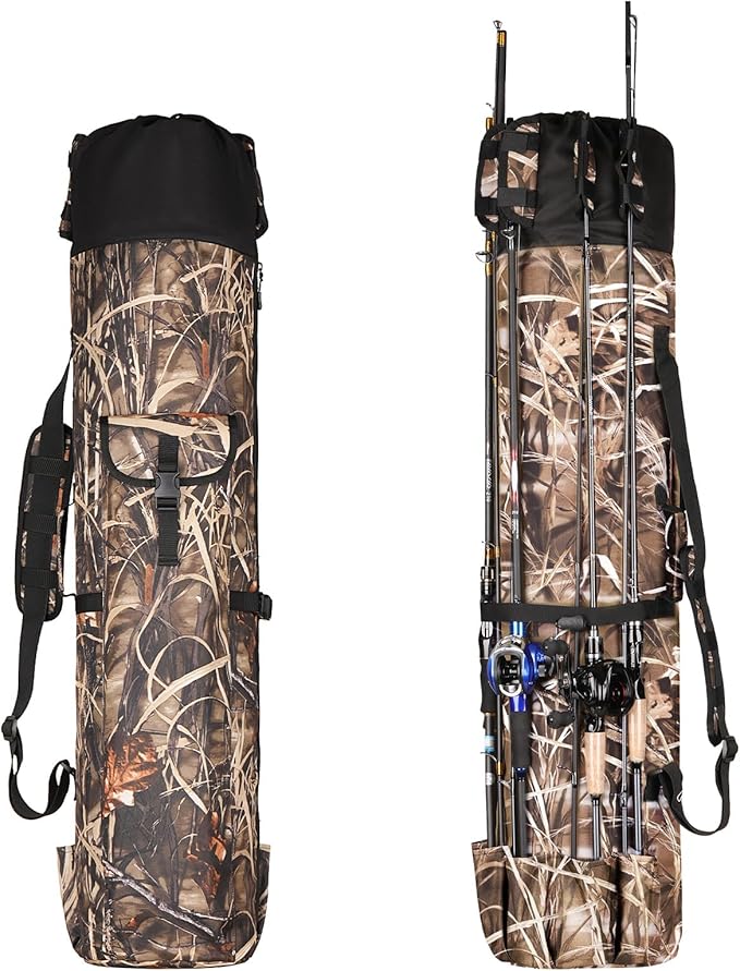 Fishing Rod Bag Fishing Rod Case, Durable Folding 900D Oxford Fabric Portable Large Capacity Waterproof, Fishing Gifts for Men Boys