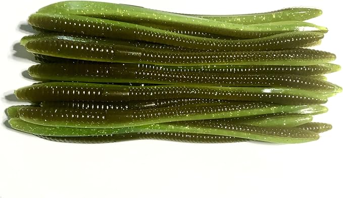 20 Pcs 6.25" Drop Shot Finesse Worms (Scented, Floats) Soft Plastic Baits for Bass Fishing