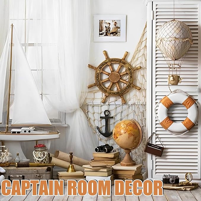 2 Pack Fish Net Decorations for Party, Natural Cotton Hawaiian Table Runner Party Fishing Net Decorative, Nautical Themed Decor Cotton Fishnet Under The Sea Pirate Ocean BeachHalloween Decor
