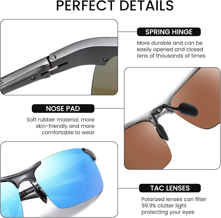 DUCO Polarized Sunglasses Mens Ultralight Carbon Fiber Sun Glasses for Men Driving Sports Fishing UV400 Protection DC8277