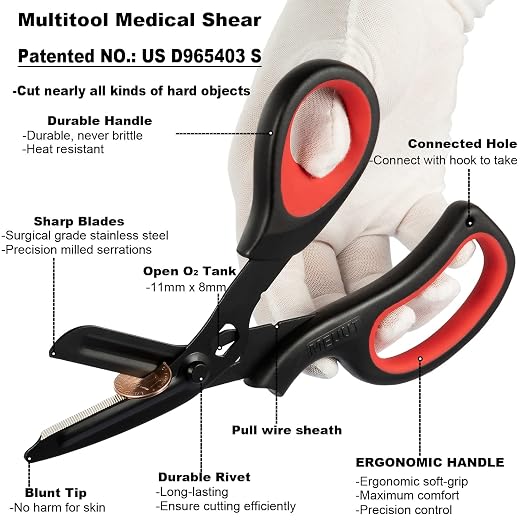 MEUUT 2 Pack Trauma Shears Patented Bandage Scissors for Left and Right Hand - Medical Supplies with 8 inch Heavy Duty Medical Scissors for EMT Workers Nurses
