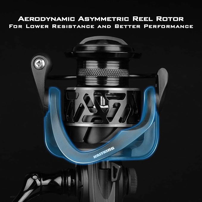 KastKing Zephyr Spinning Reels – 7+1/6+1 BB – Carbon Fiber Drag – Stainless Steel Shaft – Aluminum & CNC Spool – Black/Green/Orange – Sizes 500/1000 SFS – ICE Fishing Ready Reels!