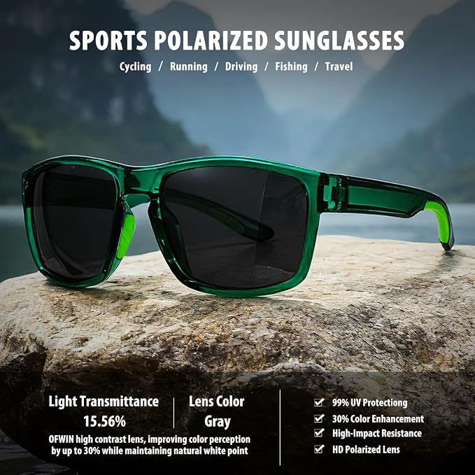 Sports Polarized Sunglasses for Men Women UV Protection Unbreakable Driving Running Fishing Hiking Sun Glasses