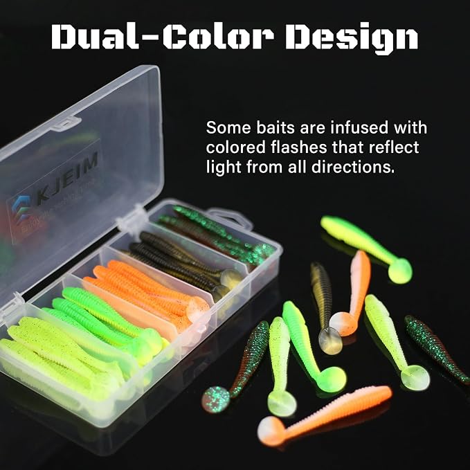 Paddle Tail Swimbaits, 50 PCS Ribbed 3 Inchs Soft Plastic Fishing Lures for Bass Trout Crappie Walleye Saltwater/Freshwater Fishing
