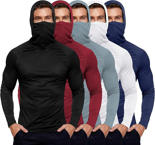HovSiyla Mens Fishing Hoodie UV Sun Protection Shirts UPF Rash Guard Long Sleeve Shirts Hiking Performance Mesh Face Mask Top