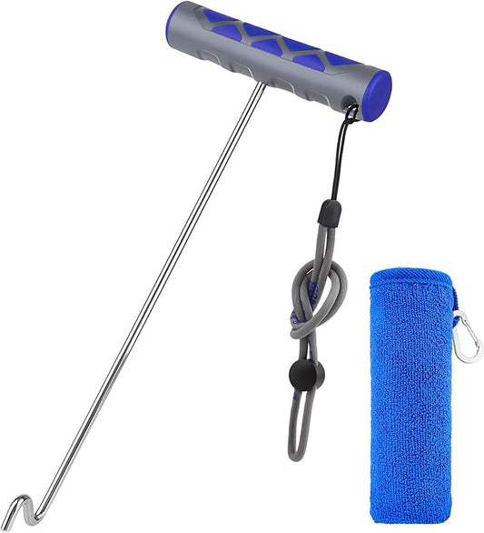 Booms Fishing Hook Remover Tool: 10.9" Stainless Steel Fish Dehooker Saltwater - Shark Hook Remover - Quick Release Fish Hooks Extractor with Towel & Lanyard - XW22 Fishing Tool Set for Angler