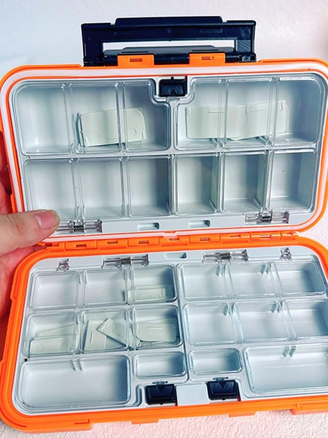 Waterproof Fishing Tackle Box, Floating Storage, Double-Sided Lure Box with Adjustable Dividers, Jewelry Organizer Making Kit Container for Earring Tool, Hook Beads Storage.