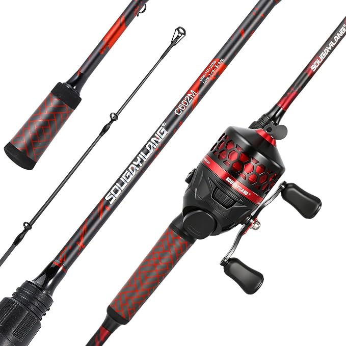 Sougayilang Spincast Fishing Rod and Reel Combo - 2-Piece Lightweight & Portable Casting Rod with Easy-to-Use Spincast Reel for Beginners, Youth, Freshwater Fishing