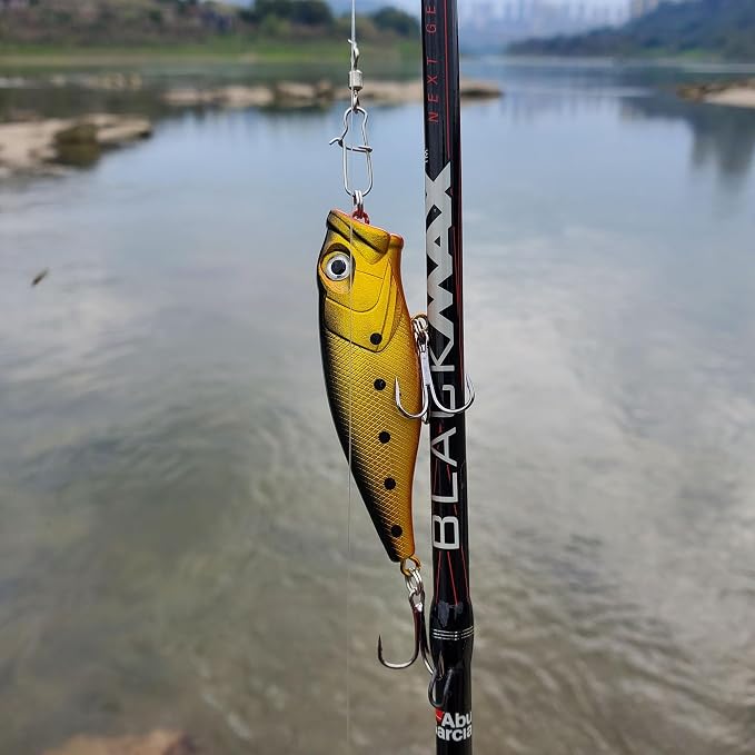 Topwater Popper Fishing Lures 5-Pack, 1/4 oz Hard Baits for Bass Trout Panfish, Vibrant Multi-Color Assortment with Premium Hooks, Topwater Fishing Lures for Freshwater River Lake Fishing