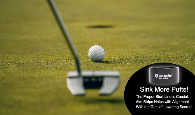 Ball Badge Aim Stripe - 360 Degree Golf Ball Line Marker Kit with Golf Bag Attachment for Perfect Alignment and Precision Putting