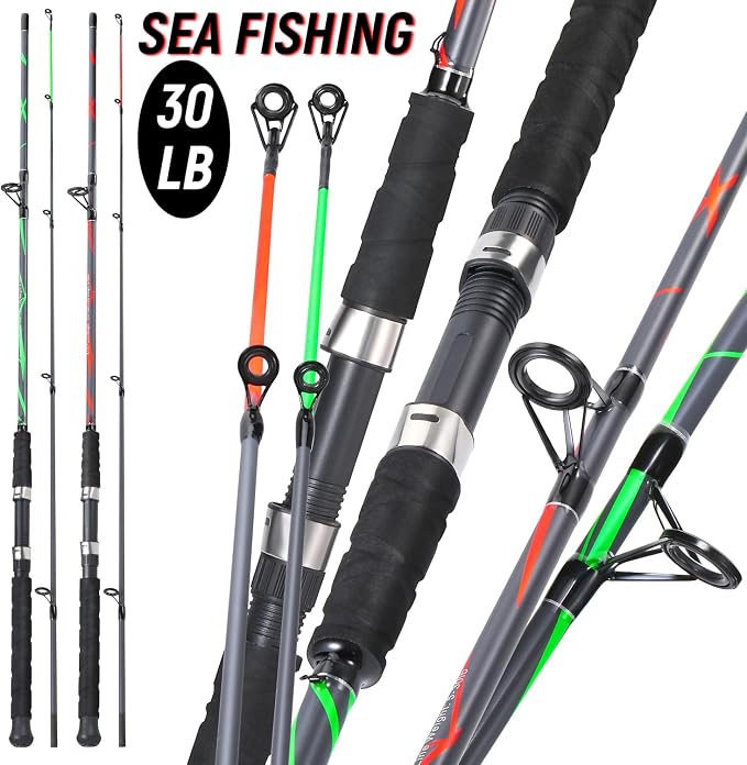 Sougayilang Spinning Rods, Strong Carbon&Glass Composite Fishing Pole with Stainless Steel Line Guides for Catfish- 7'0"