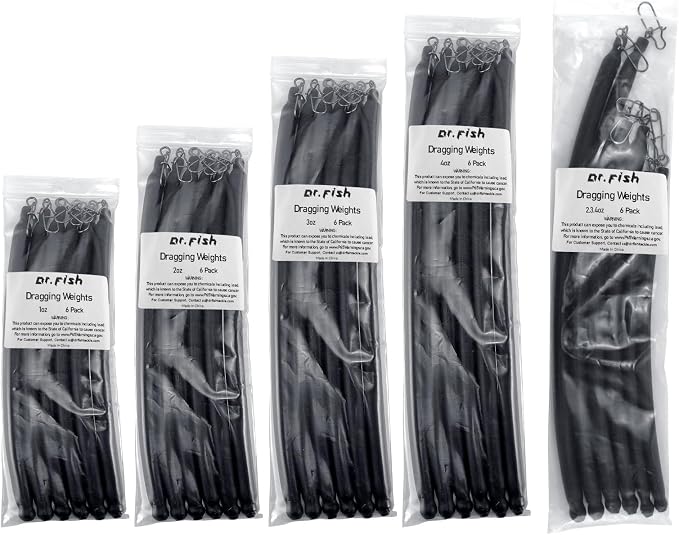 Dr.Fish 6 Pack Dragging Weights for Catfishing, Drifting Weight Freshwater Fishing Sinkers Bottom Search Slip Stick Trolling Catfish Tackle Gear