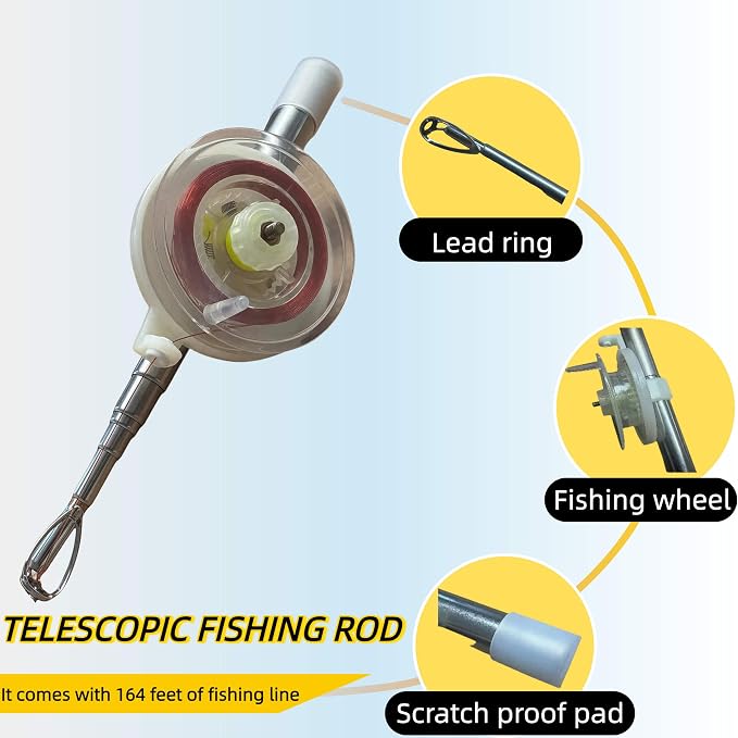 Survival Fishing Kit with Telescopic Rod, Compact Fishing Gear | Pocket Fishing Kit with Telescopic Rod, Reel, Hooks&Line for Camping, Hiking & Travel, Gift for Fishermen &Him