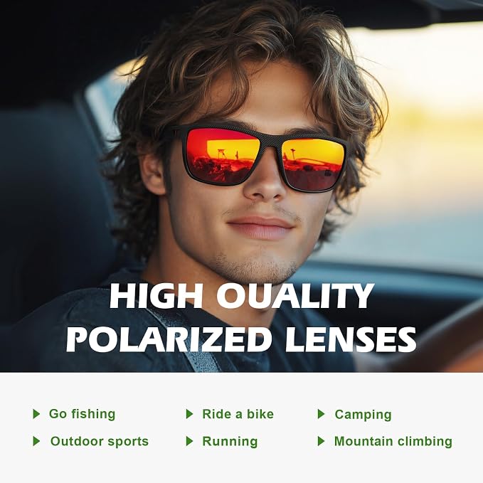 Fanshen Square Polarized Sunglasses for Men, 3 Pack Lightweight UV Protection Sun Glasses for Driving Fishing Golf