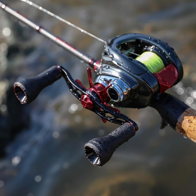 GOMEXUS Power Handle Compatible for Shimano Tranx Daiwa Zillion Abu Garcia 13 Fishing Baitcasting Reel Replacement Crank with TPE Knob, Bass Fishing