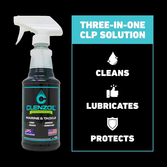 CLENZOIL Marine & Tackle - Fishing Gear Oil Lubricant - for Fish Care Reels, Boat Motors, Downriggers & More - Easily Oils Applicator