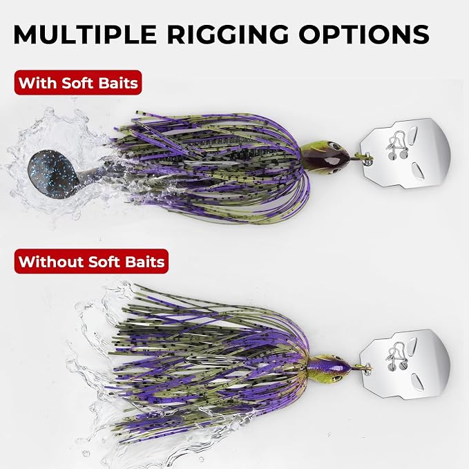 MadBite by KastKing Bladed Jig Fishing Lures, Multi-Color Kits, Irresistible Vibrating Action, Sticky-Sharp Heavy-Wire Needle Point Hooks, Popular 3/8 oz and 1/2 oz Sizes, Includes Storage Box